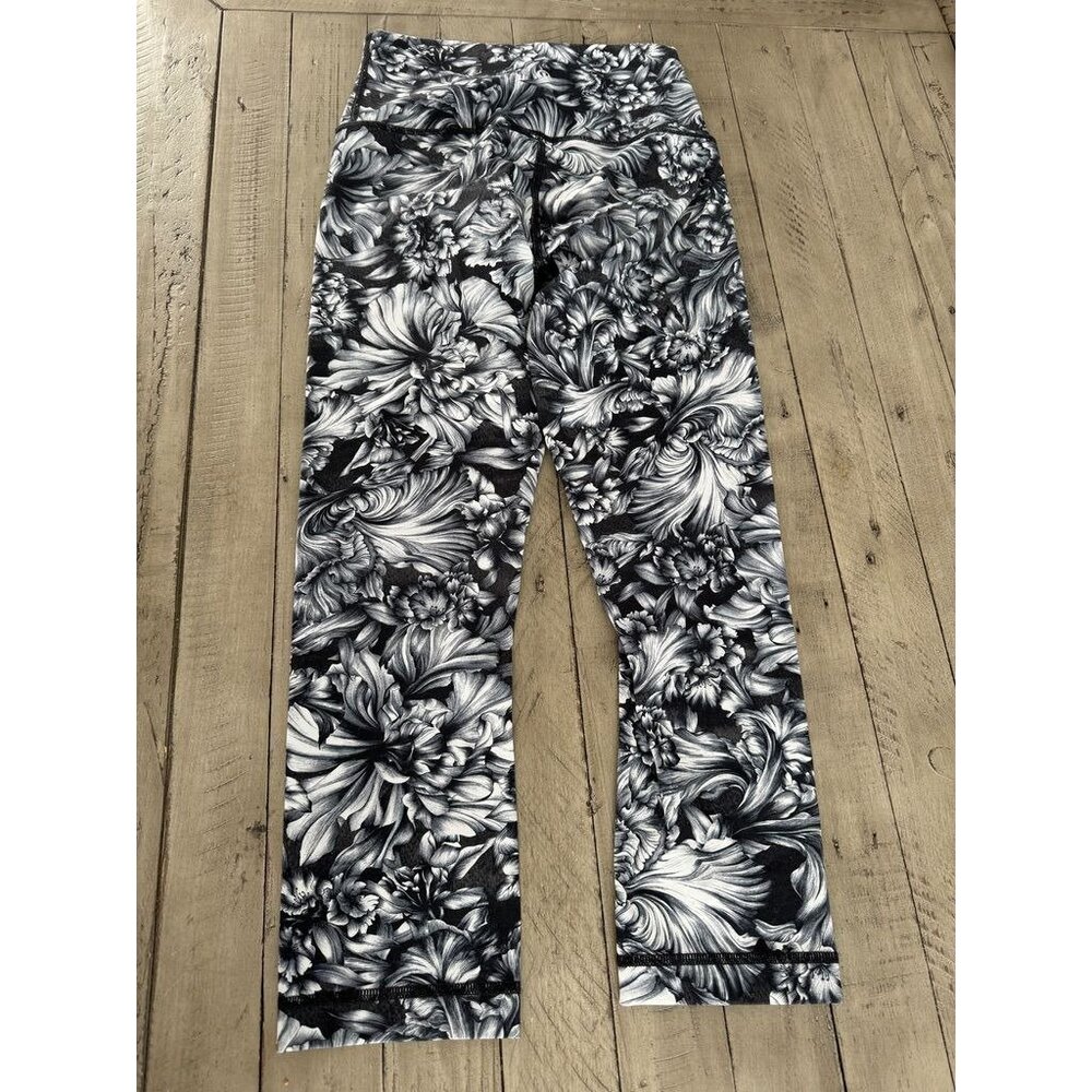 Lululemon Fast & Free Crop II *Nulux 19" Night Garden Ice Grey Black 4 - Picture 2 of 2